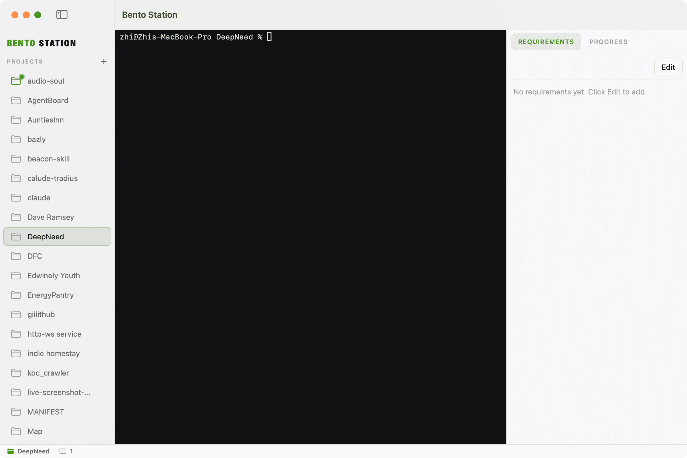 Multi-project sidebar with integrated terminal